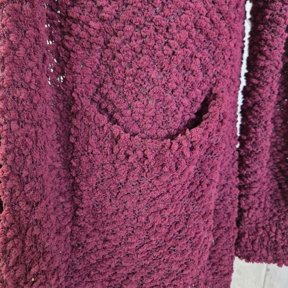 NWT Elegant Maroon Open Front Popcorn Cardigan - Picture 3 of 5